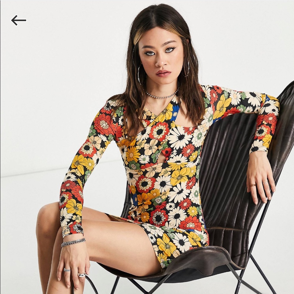 NWT Bershka Retro Floral Dress